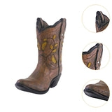 Maxbell Resin Vase Cowgirl Boot Vase Cute Dried Flower Vase for Farmhouse Book Shelf Brown