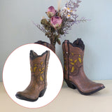 Maxbell Resin Vase Cowgirl Boot Vase Cute Dried Flower Vase for Farmhouse Book Shelf Brown