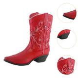 Maxbell Resin Vase Cowgirl Boot Vase Cute Dried Flower Vase for Farmhouse Book Shelf Red