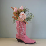 Maxbell Resin Vase Cowgirl Boot Vase Cute Dried Flower Vase for Farmhouse Book Shelf Pink