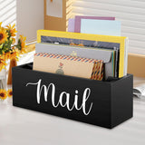 Maxbell Mail Holder Box Wall Mounted Rustic Letter Holders for Farmhouse Home Office Black