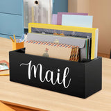 Maxbell Mail Holder Box Wall Mounted Rustic Letter Holders for Farmhouse Home Office Black