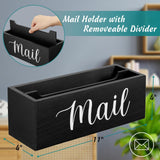 Maxbell Mail Holder Box Wall Mounted Rustic Letter Holders for Farmhouse Home Office Black