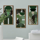 Maxbell 3Pcs Geometric Wood Wall Art Decor Boho Hanging for Indoor Bedroom Apartment