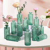 Maxbell 12Pcs Glass Bud Vases Mini Flower Vases for Indoor Outdoor Shelf Living Room Green