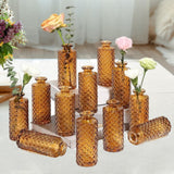 Maxbell 12Pcs Glass Bud Vases Mini Flower Vases for Indoor Outdoor Shelf Living Room Brown