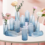 Maxbell 12Pcs Glass Bud Vases Mini Flower Vases for Indoor Outdoor Shelf Living Room Gradient Blue