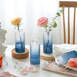 Maxbell 12Pcs Glass Bud Vases Mini Flower Vases for Indoor Outdoor Shelf Living Room Gradient Blue