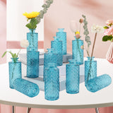 Maxbell 12Pcs Glass Bud Vases Mini Flower Vases for Indoor Outdoor Shelf Living Room Sky Blue