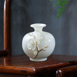 Maxbell Ceramic Flower Vase Modern Floral Arrangement for Table Bookshelf Decoration White