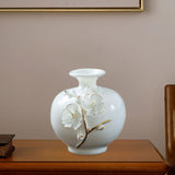 Maxbell Ceramic Flower Vase Modern Floral Arrangement for Table Bookshelf Decoration White