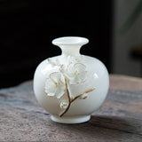 Maxbell Ceramic Flower Vase Modern Floral Arrangement for Table Bookshelf Decoration White