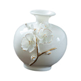 Maxbell Ceramic Flower Vase Modern Floral Arrangement for Table Bookshelf Decoration White