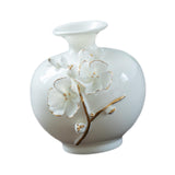 Maxbell Ceramic Flower Vase Modern Floral Arrangement for Table Bookshelf Decoration White