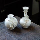 Maxbell Ceramic Flower Vase Modern Floral Arrangement for Table Bookshelf Decoration White
