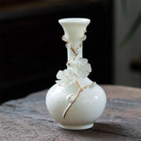 Maxbell Ceramic Flower Vase Modern Floral Arrangement for Table Bookshelf Decoration White Long Neck