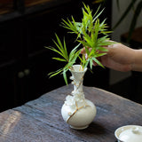 Maxbell Ceramic Flower Vase Modern Floral Arrangement for Table Bookshelf Decoration White Long Neck