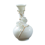 Maxbell Ceramic Flower Vase Modern Floral Arrangement for Table Bookshelf Decoration White Long Neck