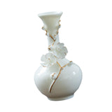 Maxbell Ceramic Flower Vase Modern Floral Arrangement for Table Bookshelf Decoration White Long Neck