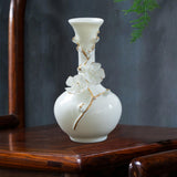 Maxbell Ceramic Flower Vase Modern Floral Arrangement for Table Bookshelf Decoration White Long Neck