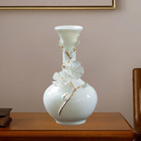 Maxbell Ceramic Flower Vase Modern Floral Arrangement for Table Bookshelf Decoration White Long Neck