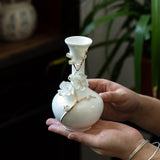 Maxbell Ceramic Flower Vase Modern Floral Arrangement for Table Bookshelf Decoration White Long Neck