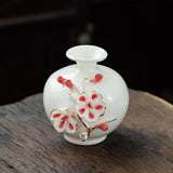 Maxbell Ceramic Flower Vase Modern Floral Arrangement for Table Bookshelf Decoration Red