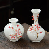 Maxbell Ceramic Flower Vase Modern Floral Arrangement for Table Bookshelf Decoration Red Long Neck