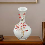 Maxbell Ceramic Flower Vase Modern Floral Arrangement for Table Bookshelf Decoration Red Long Neck
