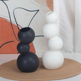 Maxbell Ceramic Flower Vase Modern Elegant Artistic Vase for Dinner Table Party Desk L black