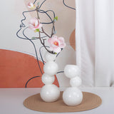 Maxbell Ceramic Flower Vase Modern Elegant Artistic Vase for Dinner Table Party Desk L white
