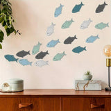 Maxbell 20 Pieces Wooden Fish Wall Decor Coastal Nautical Art for Kitchen Hotel