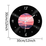 Maxbell Wall Clock 30cm Easy to Read Minimalism Silent for Restaurant Office Bar Sunset Picture