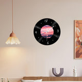 Maxbell Wall Clock 30cm Easy to Read Minimalism Silent for Restaurant Office Bar Sunset Picture