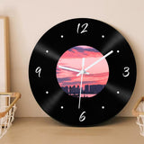Maxbell Wall Clock 30cm Easy to Read Minimalism Silent for Restaurant Office Bar Sunset Picture