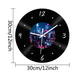 Maxbell Wall Clock 30cm Easy to Read Minimalism Silent for Restaurant Office Bar Night Scenes Picture