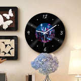 Maxbell Wall Clock 30cm Easy to Read Minimalism Silent for Restaurant Office Bar Night Scenes Picture