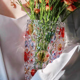 Maxbell Glass Flower Vase Art Vase Bud Vase Flower Arrangement for Mantel Desk Shelf M