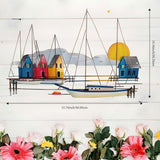Maxbell Metal Sailboat Wall Decor Simple Hanging Plaque for Cafe Study Room Festival