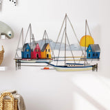 Maxbell Metal Sailboat Wall Decor Simple Hanging Plaque for Cafe Study Room Festival