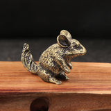 Maxbell Brass Squirrel Desk Ornament Animal Statue for Car Office Desktop Decoration