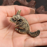 Maxbell Brass Squirrel Desk Ornament Animal Statue for Car Office Desktop Decoration