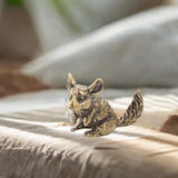 Maxbell Brass Squirrel Desk Ornament Animal Statue for Car Office Desktop Decoration
