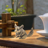 Maxbell Brass Squirrel Desk Ornament Animal Statue for Car Office Desktop Decoration