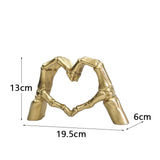 Maxbell Hearts Hand Sculpture Decoration Gifts Halloween Ornament Desk Office Window Gold