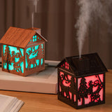 Maxbell House Shaped Humidifier Colorful Lights with Night Light for Hotel Farmhouse Light wood grain