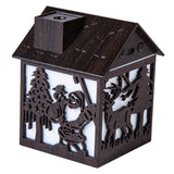 Maxbell House Shaped Humidifier Colorful Lights with Night Light for Hotel Farmhouse Dark wood grain