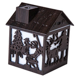 Maxbell House Shaped Humidifier Colorful Lights with Night Light for Hotel Farmhouse Dark wood grain