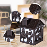 Maxbell House Shaped Humidifier Colorful Lights with Night Light for Hotel Farmhouse Dark wood grain