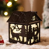 Maxbell House Shaped Humidifier Colorful Lights with Night Light for Hotel Farmhouse Dark wood grain